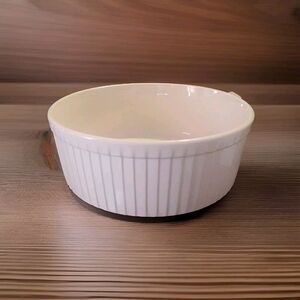 Vtg. Hall China - Bake/Souffle/ Casserole Dish #2506 French White Ribbed 8"